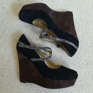EUC Black and Brown Free People Seychelles Wedges
